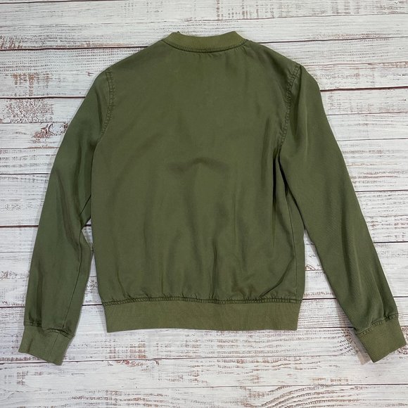 Women's Kenneth Cole Reaction Olive Green Military Bomber Jacket - Picture 6 of 6